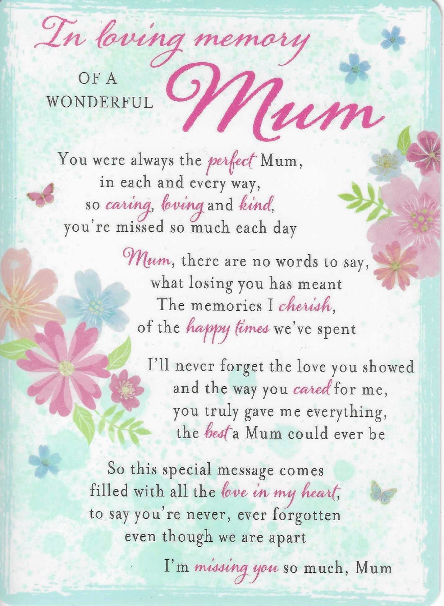 Grave Memorial Card | In Loving Memory of a wonderful Mum