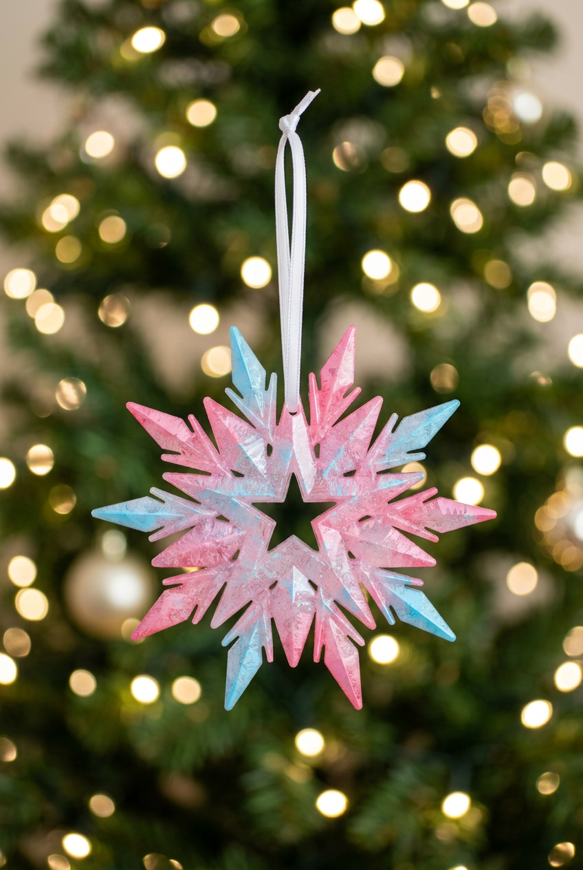 Pink and blue snowflake background edit
