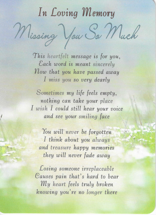 Grave Memorial Card | In Loving Memory | Missing You So Much