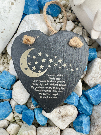 Memorial Slate Heart Hanging Decoration