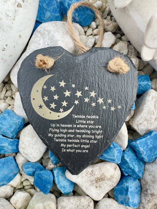 Memorial Slate Heart Hanging Decoration