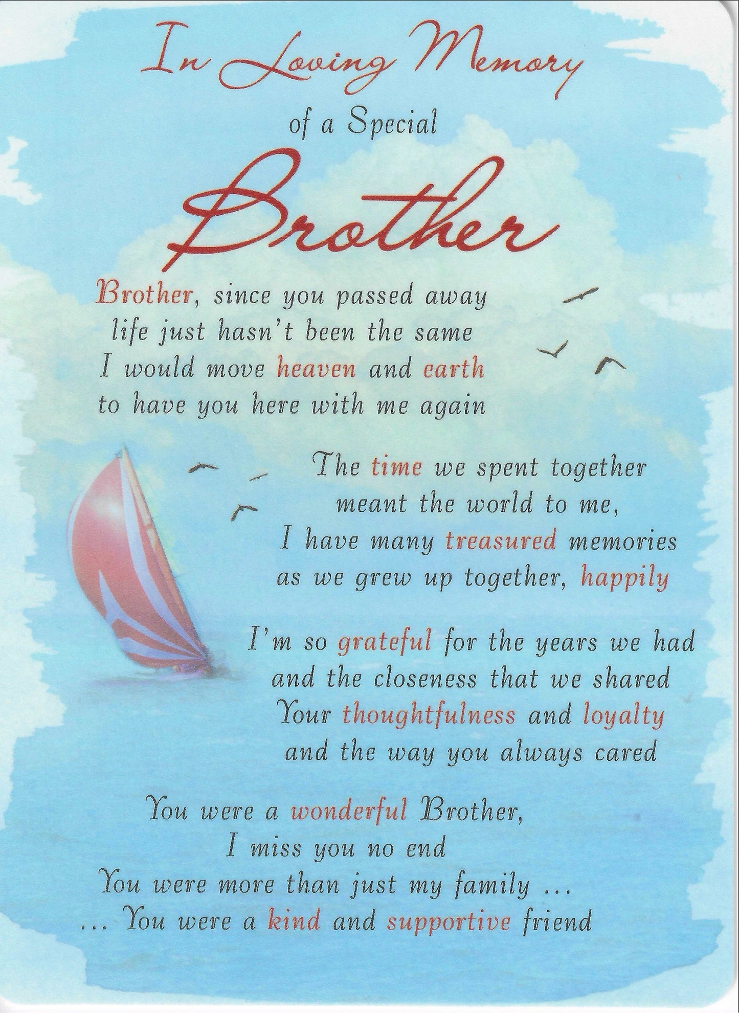 Grave Memorial Card | In Loving Memory of a Special Brother