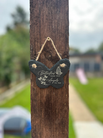 Memorial Slate Butterfly Hanging Decoration