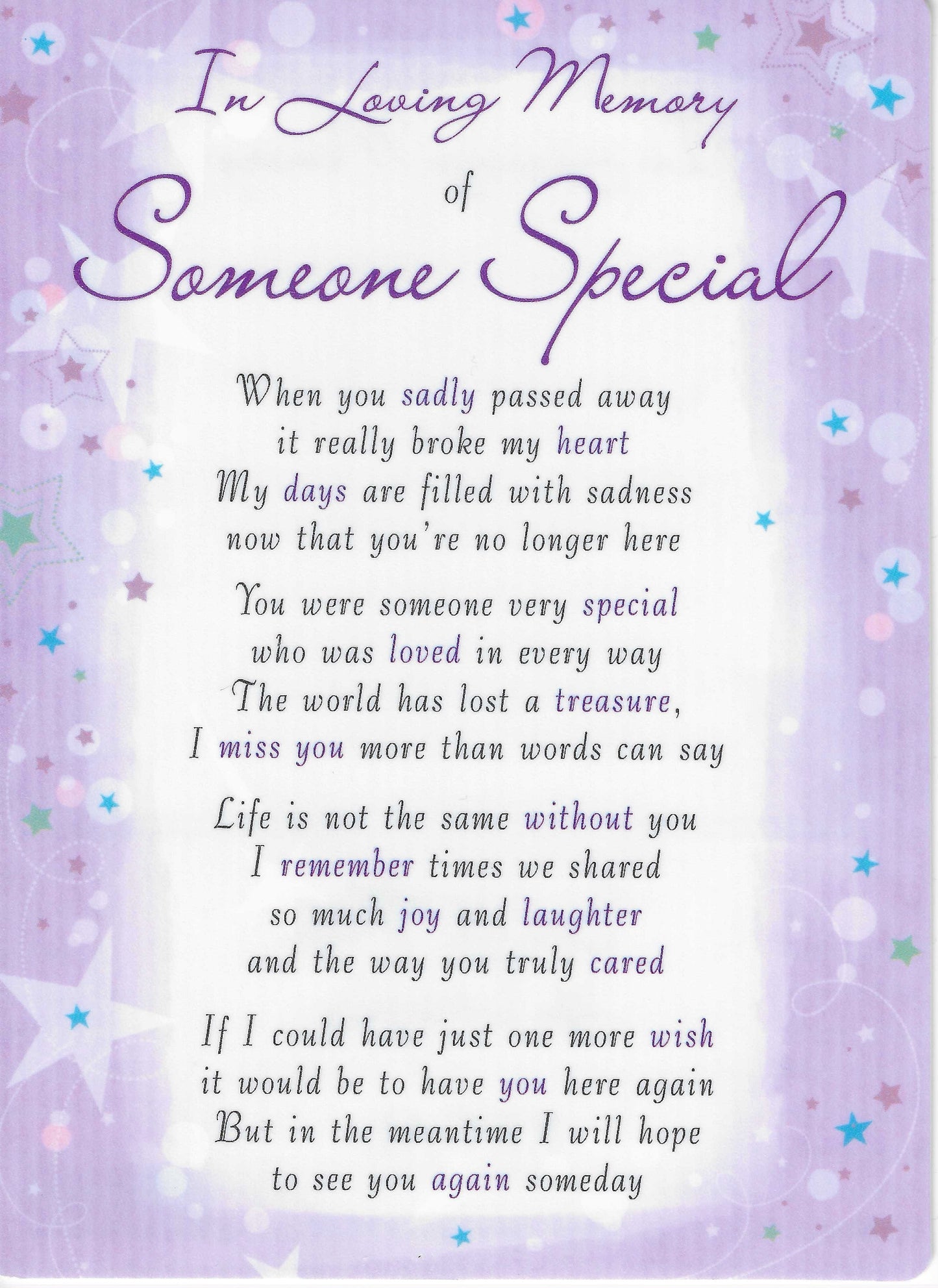 Grave Memorial Card | In Loving Memory of Someone Special