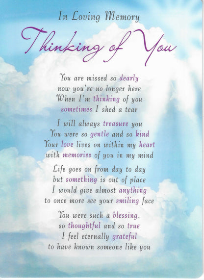 Grave Memorial Card | In Loving Memory | Thinking of you