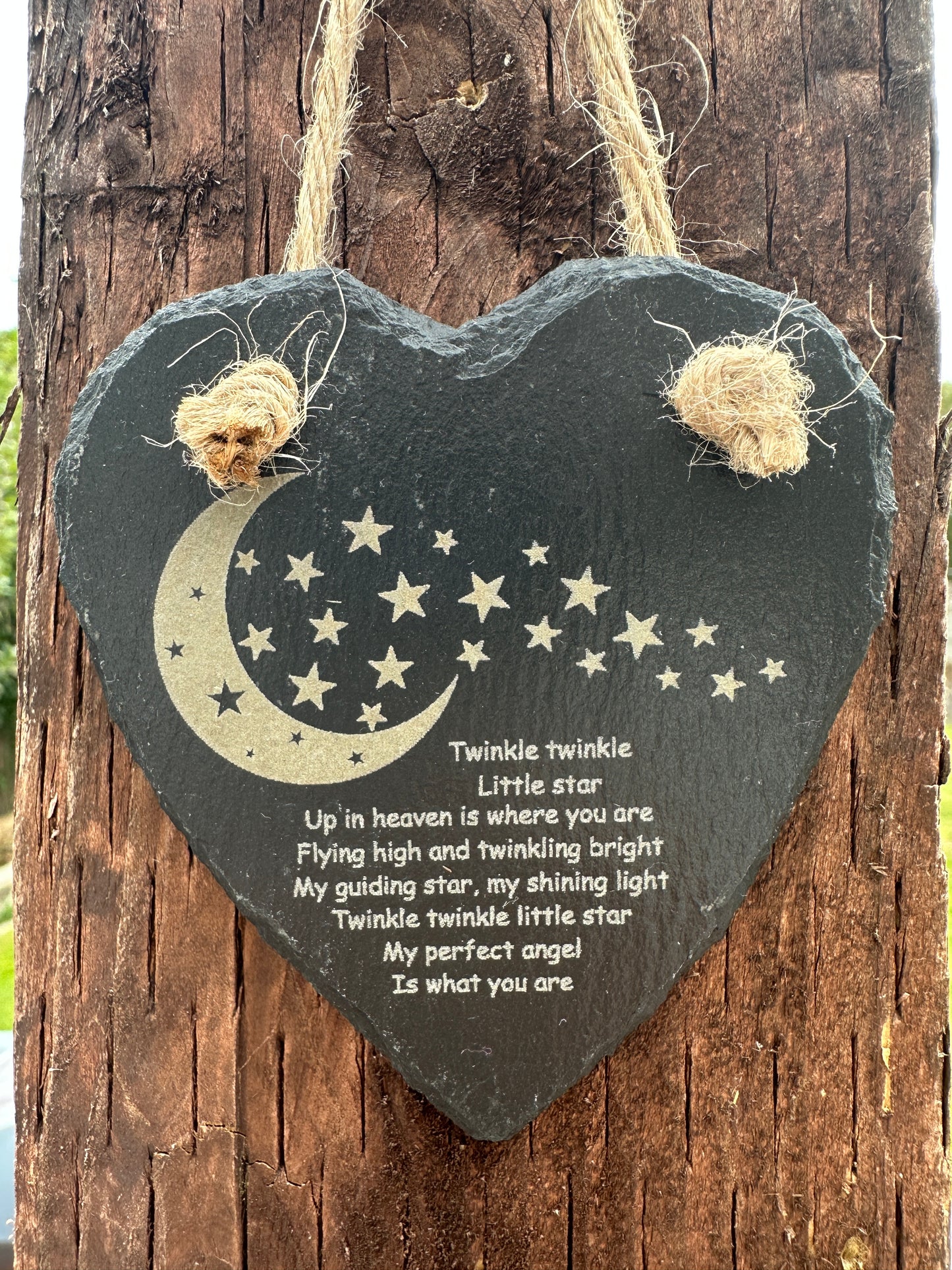 Memorial Slate Heart Hanging Decoration