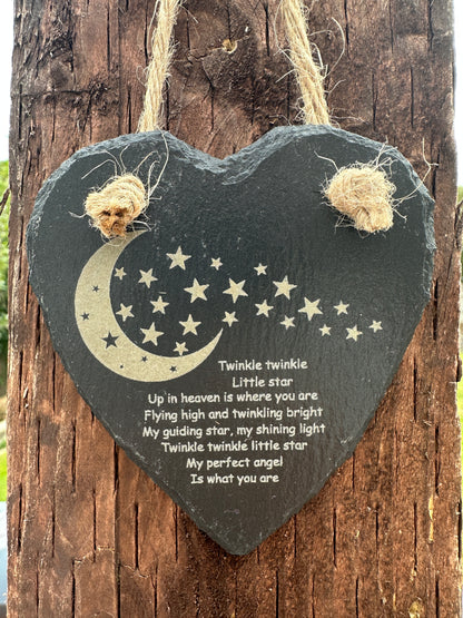 Memorial Slate Heart Hanging Decoration