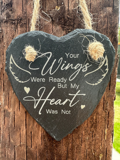 Memorial Slate Heart Hanging Decoration