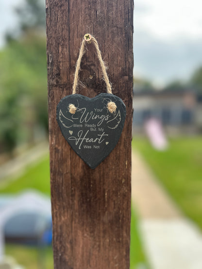 Memorial Slate Heart Hanging Decoration