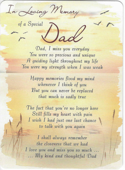 Grave Memorial Card, In Loving Memory of a Special Dad