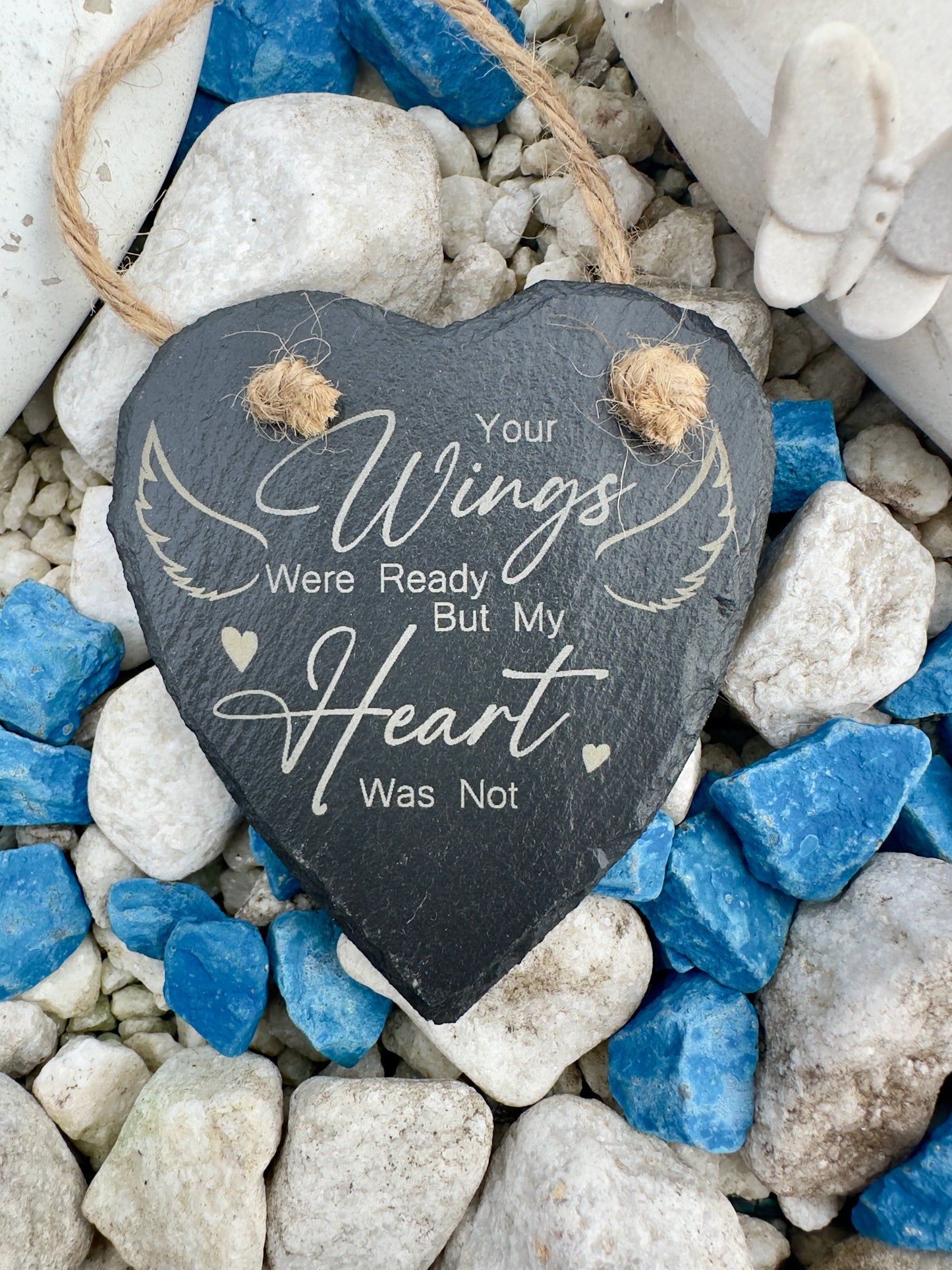 Memorial Slate Heart Hanging Decoration