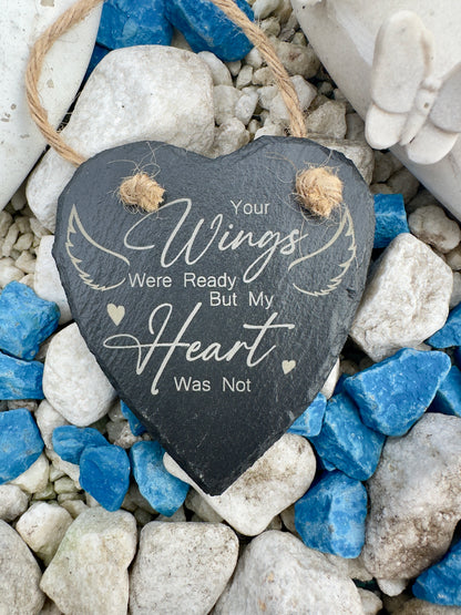 Memorial Slate Heart Hanging Decoration