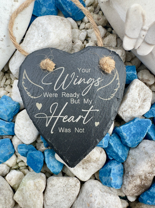 Memorial Slate Heart Hanging Decoration