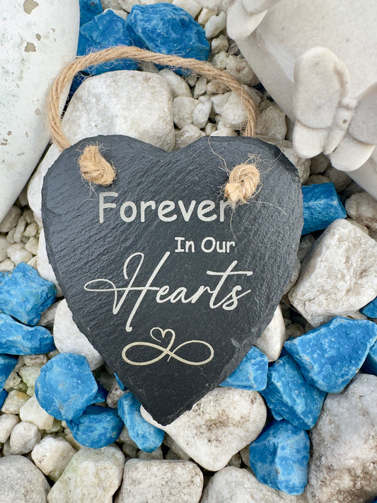 Memorial Slate Heart Hanging Decoration