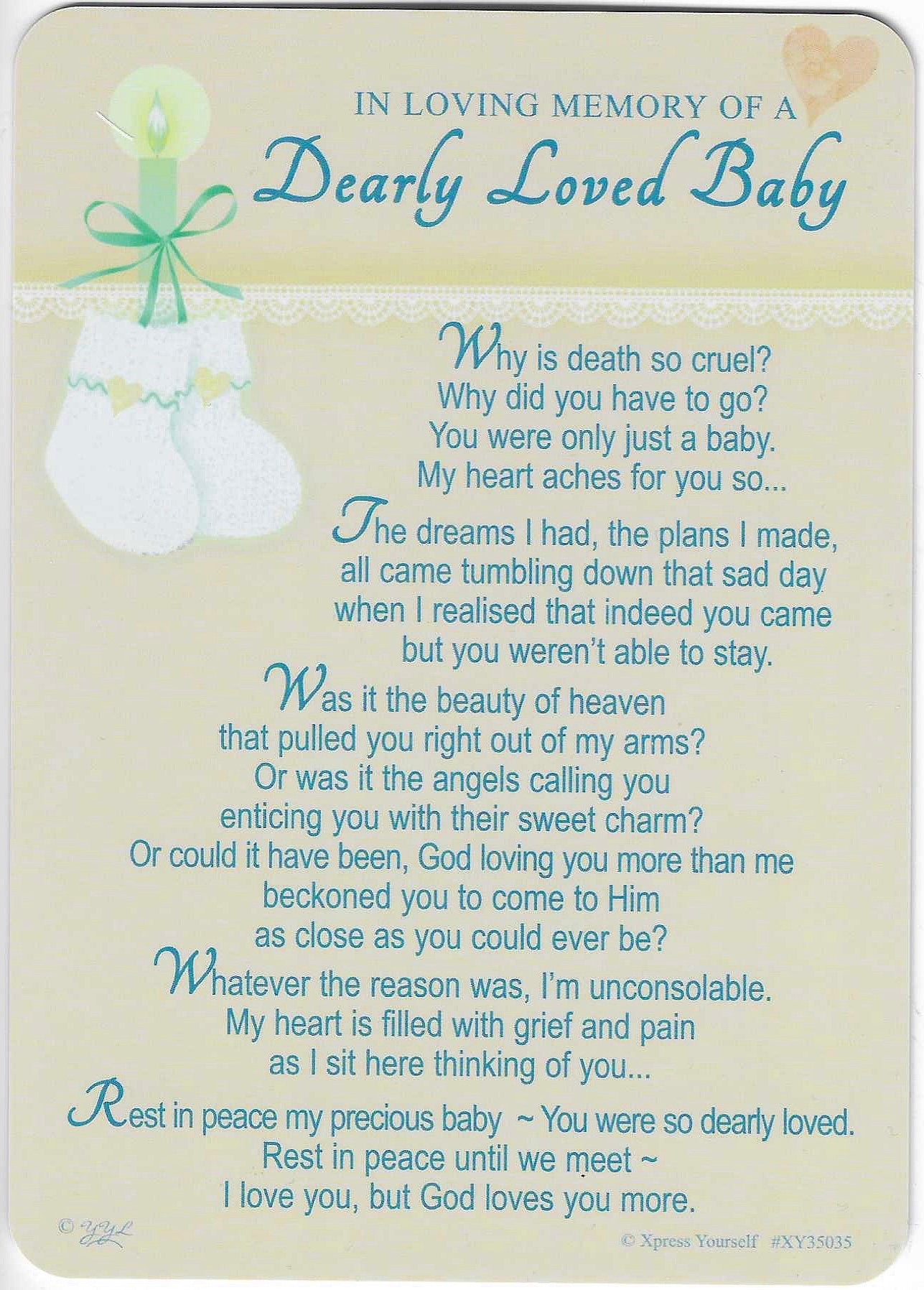 Grave Memorial Card, In Loving Memory Of A Dearly Loved Baby