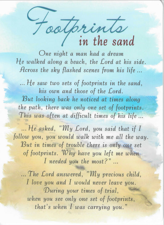 Grave Memorial Card | Footprints in the Sand