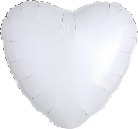 Metallic White Heart Remembrance Foil Balloon