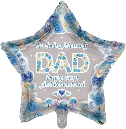 In Loving Memory Dad Remembrance Star Foil Balloon