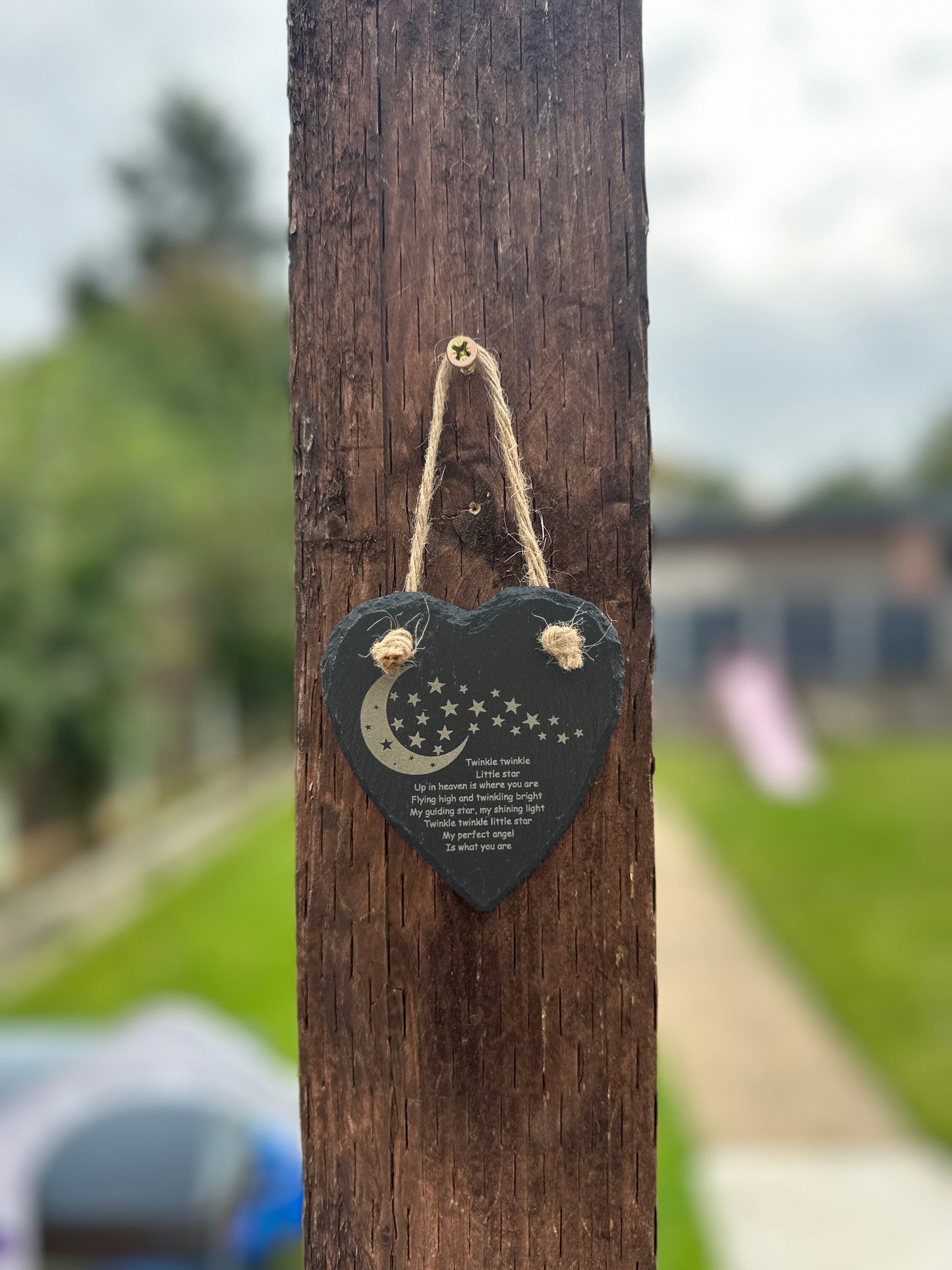 Memorial Slate Heart Hanging Decoration