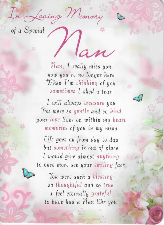 Grave Memorial Card | In Loving Memory of a Special Nan