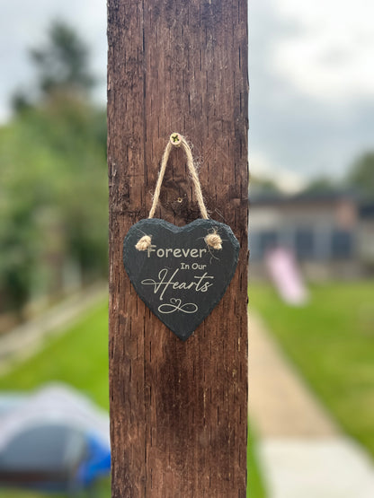 Memorial Slate Heart Hanging Decoration