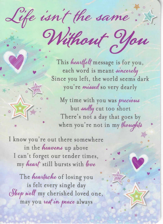 Grave Memorial Card | Life isn’t the same without you