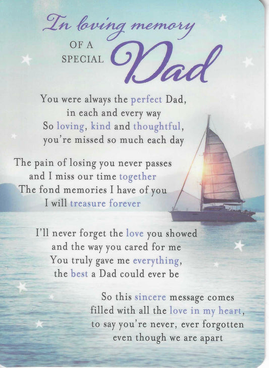 Grave Memorial Card | In Loving Memory of a Special Dad