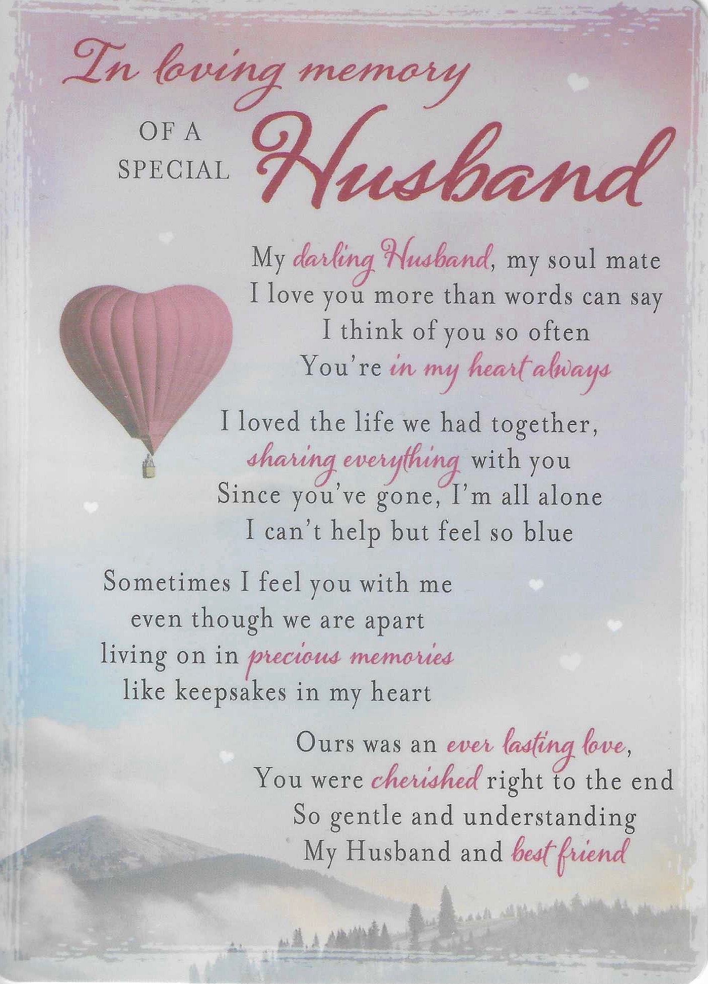 Grave Memorial Card | In Loving Memory of a special Husband