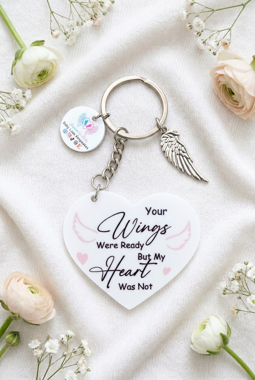 Keyring with white blanket and flowers, version 5