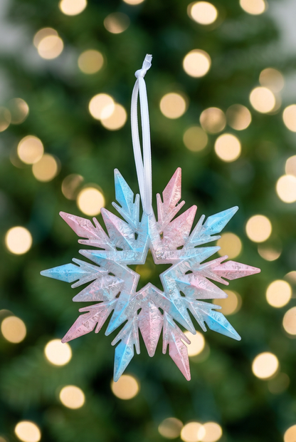 Pastel pink and blue snowflake
