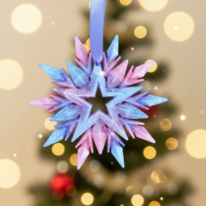 Pink and blue snowflake with Christmas background
