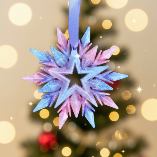 Pink and blue snowflake with Christmas background
