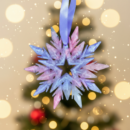Pink and purple snowflake with Christmas background