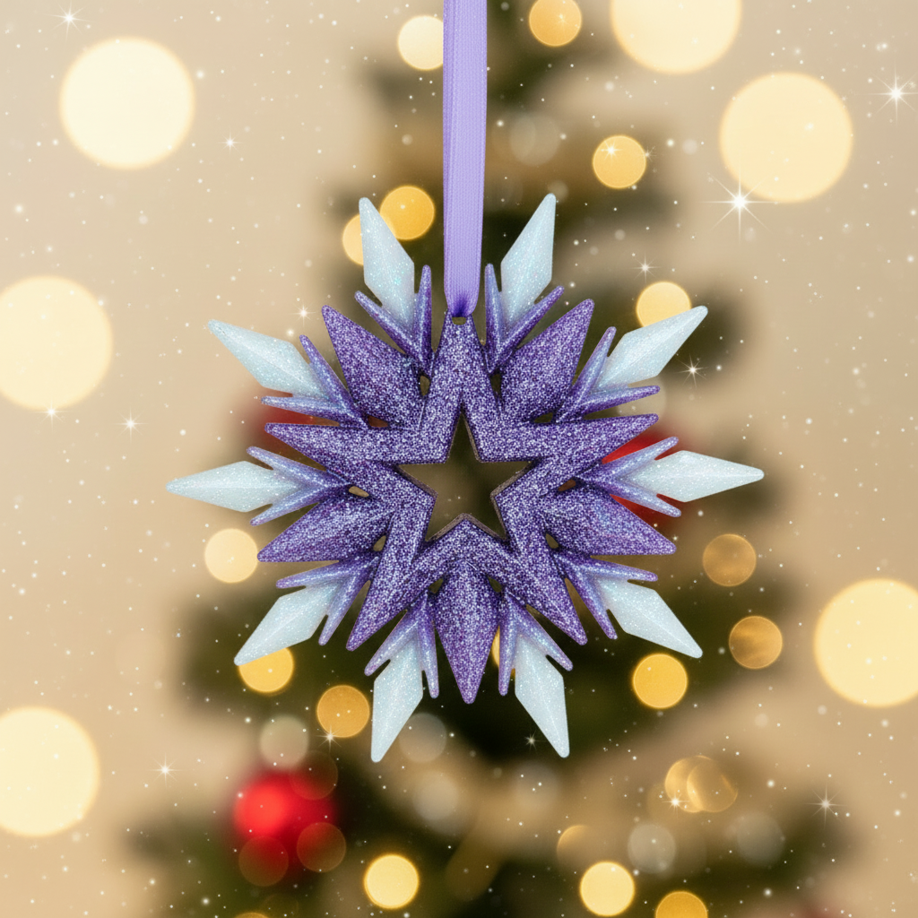 Purple and white snowflake with Christmas background