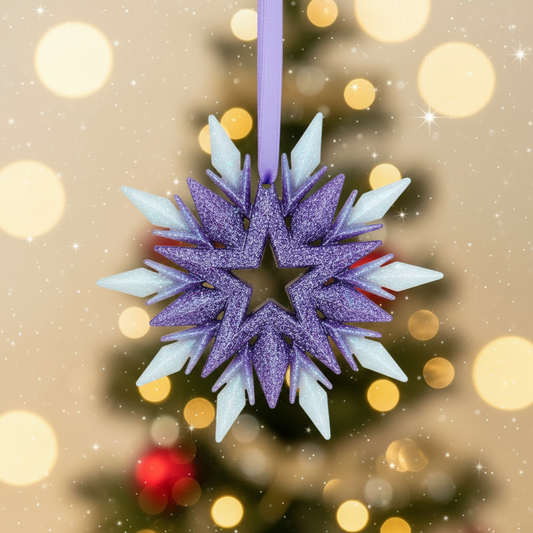 Purple and white snowflake with Christmas background
