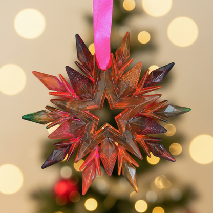 Rainbow translucent snowflake with Christmas background