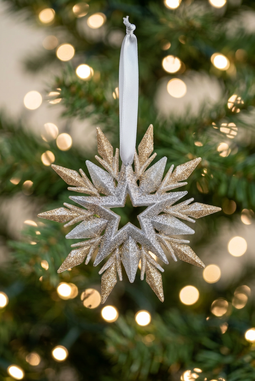 Silver and gold glitter snowflake