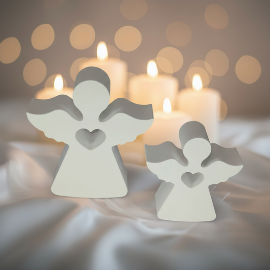 Two angels with candle background